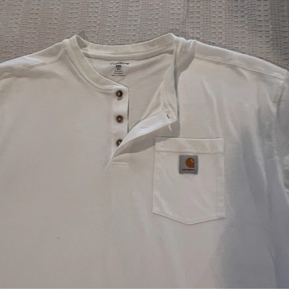 Carhartt Men’s Shirt Lot of 2 Size 2XL White Henley & Hooded Long Sleeve - Picture 2 of 9